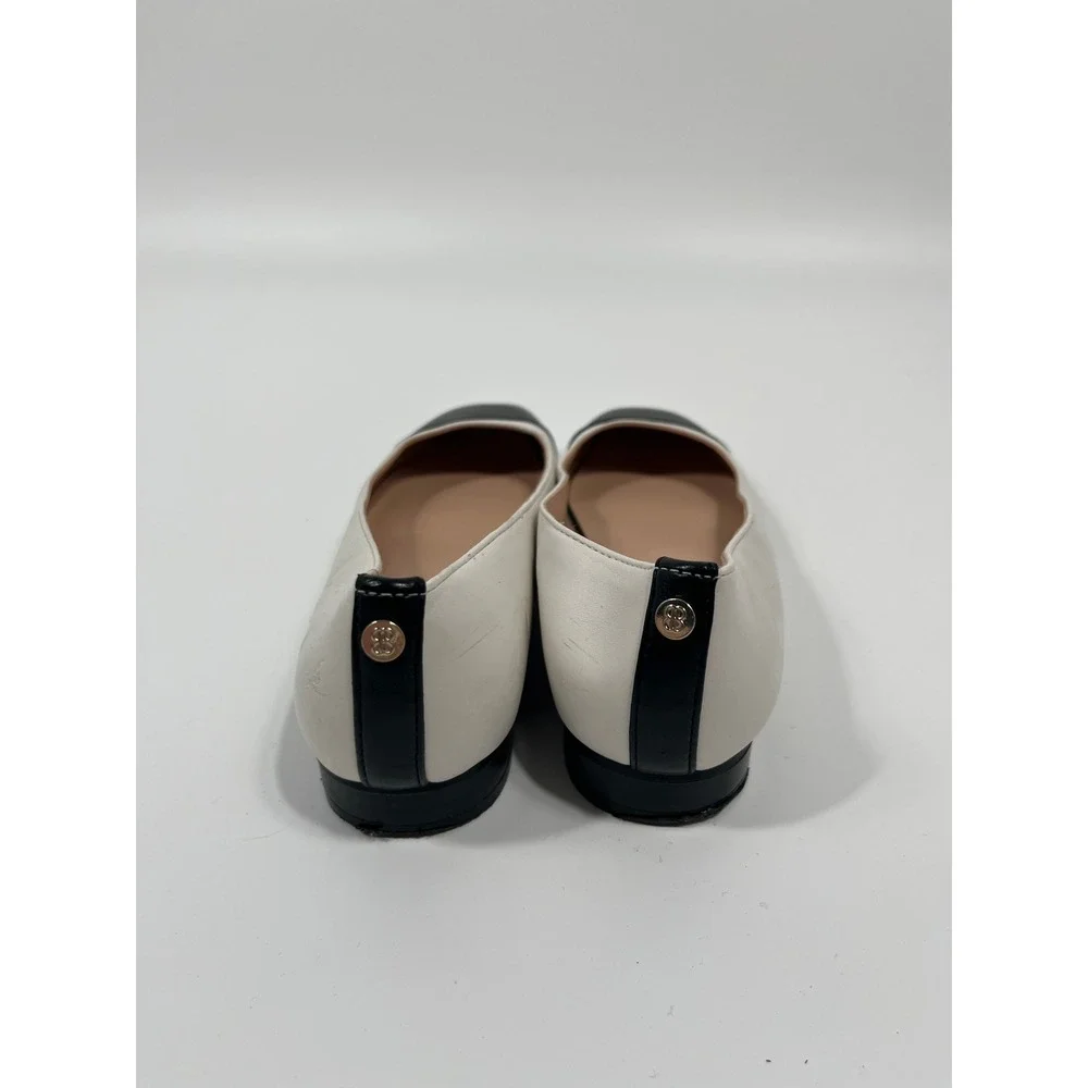 Bandolino Womens 5.5 Ballet Flats White Cap Toe Preppy Chic Minimalist Office